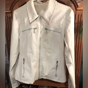 Vanity Faux White Leather Jacket